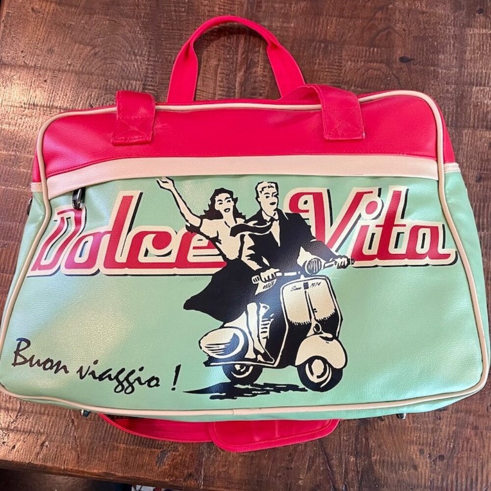 Retro Italian Small Duffel or Travel Bag